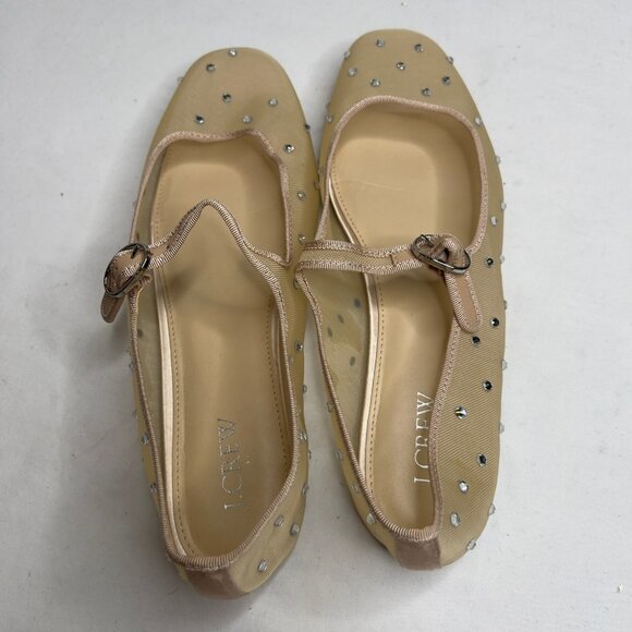 J.Crew Womens Mesh Rhinestone Mary Jane Flats Size 10 CD238 - Picture 5 of 13